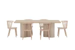 Olivia Rectangular Dining Table 100x210 Beige/Whitewash + Bobby Chair 2-pack _6