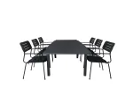 Marbella Table 160/240 - Black/Black+Nicke Dining chair w. armrest - Black Steel_6