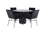 Bianca Round Dining Table - Black / Black Veneer+Petra Chair - Black / Black Velvet_4