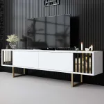 TV-alus, Hanah Home, valge/kuldne, 180 x 48 x 30