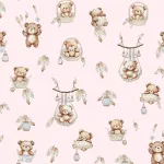 Bumpper - 360 cm - BEAR in BASKET - PINK