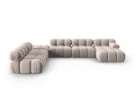 Velvet Modular Panoramic Left Corner Sofa, "Bellis", 7 Seats, 376x282x70 Made in Europe