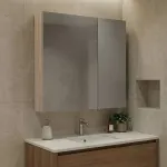 Vannitoa kapp peegliga, Hanah Home, tamm, 60 x 66 x 16