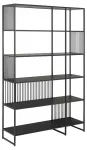 Strington bookcase, Shelf melamine black marble, Frame steel matt black, 120x35x185 cm