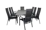 Levels Dining Table 160/240*90 - Black Alu / Grey Aintwood +Copacabana Recliner Chair (stackable) - Black Alu / Black Textilene_8