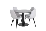 Estelle Round Dining Table &oslash;106 H75 - Black / Black+Polar Dining Chair - Black Legs - Light Grey Fabric_4