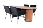 Bianca Oval Dining Table - Walnut / Black Veneer+Petra Chair - Black / Black Velvet_4
