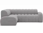 Villeo corner sofa with sleeping function and extendable seat, grey chenille, left-hand, Modern, Gray