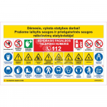 Ehitusplatsi plakat - T&auml;helepanu, ehitust&ouml;&ouml;d k&auml;ivad t&ouml;&ouml;kaitsen&otilde;uete t&auml;itmiseks M&auml;rgi alus PVC b&auml;nner, v&otilde;rk (perforeeritud) Sobib eriti h&auml;sti tuulekoormuse v&auml;hendamiseks. M&auml;rgi suurus 1000 x 1700 mm Viipeteksti keel L&auml;tlane M&auml;rgi variant SIGNS24 stand ...