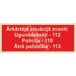 M&auml;rk H&auml;daabi telefonil 112 M&auml;rgi alus Kleebis M&auml;rgi t&uuml;&uuml;p luminestsentsm&auml;rk M&auml;rgi suurus 100 x 200 mm Viipeteksti keel L&auml;tlane