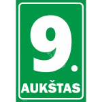 M&auml;rk Korruse numeratsioon - 9. korrus V&auml;rvus Roheline M&auml;rgi alus Kleebis M&auml;rgi t&uuml;&uuml;p &uuml;hine m&auml;rk M&auml;rgi suurus 220 x 320 mm Viipeteksti keel Leedu