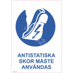 M&auml;rk Kanna antistaatilisi jalatseid M&auml;rgi alus Kleebis M&auml;rgi t&uuml;&uuml;p &uuml;hine m&auml;rk M&auml;rgi suurus 150x220 mm (koos tekstiga) Viipeteksti keel Rootsi