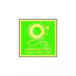 IMO m&auml;rk LIFEBUOY WITH LIGHT AND LINE M&auml;rgi alus Kleebis M&auml;rgi t&uuml;&uuml;p luminestsentsm&auml;rk M&auml;rgi suurus 150x150 mm