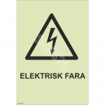 M&auml;rk Ettevaatust! Elektrioht M&auml;rgi alus Alumiinium (neobond 2 mm) M&auml;rgi t&uuml;&uuml;p luminestsentsm&auml;rk M&auml;rgi suurus 150x220 mm (koos tekstiga) Viipeteksti keel Rootsi