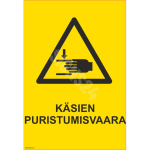 M&auml;rk K&auml;te purustamise oht M&auml;rgi alus Alumiinium (neobond 2 mm) M&auml;rgi t&uuml;&uuml;p &uuml;hine m&auml;rk M&auml;rgi suurus 150x220 mm (koos tekstiga) Viipeteksti keel Soome