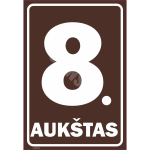 M&auml;rk Korruse numeratsioon - 8. korrus V&auml;rvus Pruun M&auml;rgi alus Alumiinium (neobond 2 mm) M&auml;rgi t&uuml;&uuml;p luminestsentsm&auml;rk M&auml;rgi suurus 220 x 320 mm Viipeteksti keel Leedu