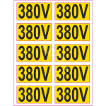M&auml;rkide komplekt Elektriv&otilde;rgu t&auml;histus 10 tk (12V, 36V, 230V, 380V) M&auml;rgi alus Kleebis M&auml;rgi suurus 20 x 40 mm M&auml;rgi variant 380V