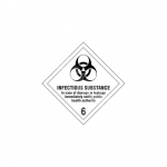 ADR m&auml;rk Nakkusohtlikud ained klass 6 tekstiga / Infectious substances class 6 with text M&auml;rgi alus Kleebis M&auml;rgi t&uuml;&uuml;p &uuml;hine m&auml;rk M&auml;rgi suurus 100x100 mm