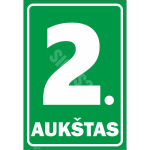 M&auml;rk Korruse numeratsioon - 2. korrus V&auml;rvus Roheline M&auml;rgi alus Plastik (vahustatud PVC 2 mm) M&auml;rgi t&uuml;&uuml;p &uuml;hine m&auml;rk M&auml;rgi suurus 220 x 320 mm Viipeteksti keel Leedu