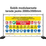Ehitusplatsi plakat - T&auml;helepanu, ehitust&ouml;&ouml;d k&auml;ivad t&ouml;&ouml;kaitsen&otilde;uete t&auml;itmiseks M&auml;rgi alus PVC b&auml;nner, v&otilde;rk (perforeeritud) Sobib eriti h&auml;sti tuulekoormuse v&auml;hendamiseks. M&auml;rgi suurus 1750x3400 mm Viipeteksti keel Eesti M&auml;rgi variant Isikup&auml;rastatud d ...