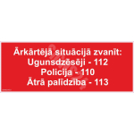 M&auml;rk H&auml;daabi telefonil 112 M&auml;rgi alus Plastik (vahustatud PVC 2 mm) M&auml;rgi t&uuml;&uuml;p &uuml;hine m&auml;rk M&auml;rgi suurus 50 x 100 mm Viipeteksti keel L&auml;tlane