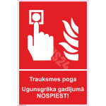 Luminestsentsm&auml;rk Tulekahju teatenupp - Tulekahju korral vajutage M&auml;rgi alus Alumiinium (neobond 2 mm) M&auml;rgi t&uuml;&uuml;p &uuml;hine m&auml;rk M&auml;rgi suurus 100 x 150 mm Viipeteksti keel L&auml;tlane M&auml;rgi variant tekstiga