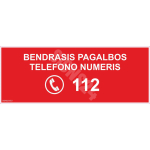 M&auml;rk H&auml;daabi telefonil 112 M&auml;rgi alus Kleebis M&auml;rgi t&uuml;&uuml;p &uuml;hine m&auml;rk M&auml;rgi suurus 115 x 300 mm Viipeteksti keel Leedu