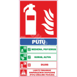 M&auml;rk Tulekustuti koos selgitava tekstiga M&auml;rgi alus Plastik (vahustatud PVC 2 mm) M&auml;rgi t&uuml;&uuml;p &uuml;hine m&auml;rk M&auml;rgi suurus 100 x 200 mm Viipeteksti keel Leedu M&auml;rgi variant Vaht
