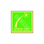 IMO m&auml;rk SURVIVAL CRAFT DISTRESS SIGNAL M&auml;rgi alus Kleebis M&auml;rgi t&uuml;&uuml;p luminestsentsm&auml;rk M&auml;rgi suurus 150x150 mm
