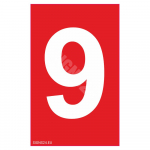 M&auml;rk Tuleohutuse t&auml;his - numbrid 0 kuni 9 M&auml;rgi alus Kleebis M&auml;rgi t&uuml;&uuml;p &uuml;hine m&auml;rk M&auml;rgi suurus 50 x 75 mm M&auml;rgi variant 9