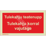 M&auml;rk Tulekahju teatenupp - Tulekahju korral vajutage M&auml;rgi alus Kleebis M&auml;rgi t&uuml;&uuml;p luminestsentsm&auml;rk M&auml;rgi suurus 50 x 100 mm Viipeteksti keel Eesti