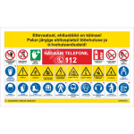 Ehitusplatsi plakat - T&auml;helepanu, ehitust&ouml;&ouml;d k&auml;ivad t&ouml;&ouml;kaitsen&otilde;uete t&auml;itmiseks M&auml;rgi alus PVC b&auml;nner (pehmest materjalist) M&auml;rgi suurus 1000 x 1700 mm Viipeteksti keel Eesti M&auml;rgi variant Isikup&auml;rastatud disain (LOGO/ MARKS/TEXT)
