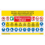 Ehitusplatsi plakat - T&auml;helepanu, ehitust&ouml;&ouml;d k&auml;ivad t&ouml;&ouml;kaitsen&otilde;uete t&auml;itmiseks M&auml;rgi alus PVC b&auml;nner (pehmest materjalist) M&auml;rgi suurus 1000 x 1700 mm Viipeteksti keel Rootsi M&auml;rgi variant SIGNS24 standardiseeritud disain