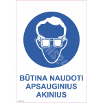M&auml;rk Kanna silmakaitsevahendid M&auml;rgi alus Kleebis M&auml;rgi t&uuml;&uuml;p &uuml;hine m&auml;rk M&auml;rgi suurus 70x100 mm (koos tekstiga) Viipeteksti keel Leedu