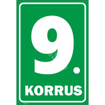 M&auml;rk Korruse numeratsioon - 9. korrus V&auml;rvus Roheline M&auml;rgi alus Alumiinium (neobond 2 mm) M&auml;rgi t&uuml;&uuml;p luminestsentsm&auml;rk M&auml;rgi suurus 220 x 320 mm Viipeteksti keel Eesti