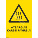 M&auml;rk Ohtlik! Kuum pind M&auml;rgi alus Kleebis M&auml;rgi t&uuml;&uuml;p &uuml;hine m&auml;rk M&auml;rgi suurus 70x100 mm (koos tekstiga) Viipeteksti keel Leedu
