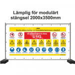 Plakat Ettevaatust! J&auml;rgige objektil t&ouml;&ouml;- ja tuleohutusn&otilde;udeid! M&auml;rgi alus PVC b&auml;nner, v&otilde;rk (perforeeritud) Sobib eriti h&auml;sti tuulekoormuse v&auml;hendamiseks. M&auml;rgi suurus 1000 x 1500 mm Viipeteksti keel L&auml;tlane M&auml;rgi variant SIGNS24 standardiseeritud disain