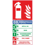 M&auml;rk Tulekustuti koos selgitava tekstiga M&auml;rgi alus Plastik (vahustatud PVC 2 mm) M&auml;rgi t&uuml;&uuml;p &uuml;hine m&auml;rk M&auml;rgi suurus 100 x 200 mm Viipeteksti keel Eesti M&auml;rgi variant S&uuml;sinikhappegaasid