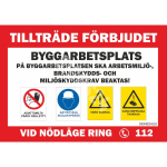 Plakat - Sissep&auml;&auml;s keelatud Toimuvad ehitust&ouml;&ouml;d M&auml;rgi alus PVC b&auml;nner, v&otilde;rk (perforeeritud) Sobib eriti h&auml;sti tuulekoormuse v&auml;hendamiseks. M&auml;rgi suurus 700 x 1000 mm Viipeteksti keel Rootsi