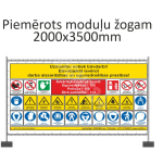 Ehitusplatsi plakat - T&auml;helepanu, ehitust&ouml;&ouml;d k&auml;ivad t&ouml;&ouml;kaitsen&otilde;uete t&auml;itmiseks M&auml;rgi alus PVC b&auml;nner, v&otilde;rk (perforeeritud) Sobib eriti h&auml;sti tuulekoormuse v&auml;hendamiseks. M&auml;rgi suurus 1750x3400 mm Viipeteksti keel L&auml;tlane M&auml;rgi variant SIGNS24 standar ...