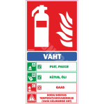 M&auml;rk Tulekustuti koos selgitava tekstiga M&auml;rgi alus Alumiinium (neobond 2 mm) M&auml;rgi t&uuml;&uuml;p &uuml;hine m&auml;rk M&auml;rgi suurus 100 x 200 mm Viipeteksti keel Eesti M&auml;rgi variant Vaht
