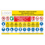 Ehitusplatsi plakat - T&auml;helepanu, ehitust&ouml;&ouml;d k&auml;ivad t&ouml;&ouml;kaitsen&otilde;uete t&auml;itmiseks M&auml;rgi alus PVC b&auml;nner, v&otilde;rk (perforeeritud) Sobib eriti h&auml;sti tuulekoormuse v&auml;hendamiseks. M&auml;rgi suurus 1000 x 1700 mm Viipeteksti keel L&auml;tlane M&auml;rgi variant Isikup&auml;rastat ...
