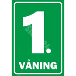 M&auml;rk Korruse numeratsioon - 1. korrus V&auml;rvus Roheline M&auml;rgi alus Plastik (vahustatud PVC 2 mm) M&auml;rgi t&uuml;&uuml;p &uuml;hine m&auml;rk M&auml;rgi suurus 220 x 320 mm Viipeteksti keel Rootsi