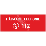 M&auml;rk H&auml;daabi telefonil 112 M&auml;rgi alus Kleebis M&auml;rgi t&uuml;&uuml;p &uuml;hine m&auml;rk M&auml;rgi suurus 50 x 100 mm Viipeteksti keel Eesti