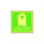 IMO m&auml;rk LIFEJACKETS UNDER SEATS M&auml;rgi alus Kleebis M&auml;rgi t&uuml;&uuml;p luminestsentsm&auml;rk M&auml;rgi suurus 150x150 mm