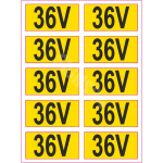 M&auml;rkide komplekt Elektriv&otilde;rgu t&auml;histus 10 tk (12V, 36V, 230V, 380V) M&auml;rgi alus Kleebis M&auml;rgi suurus 20 x 40 mm M&auml;rgi variant 36V