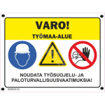 M&auml;rk Ettevaatust, ehitust&ouml;&ouml;d M&auml;rgi alus PVC b&auml;nner (pehmest materjalist) M&auml;rgi t&uuml;&uuml;p &uuml;hine m&auml;rk M&auml;rgi suurus 300 x 400 mm Viipeteksti keel Soome
