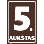 M&auml;rk Korruse numeratsioon - 5. korrus V&auml;rvus Pruun M&auml;rgi alus Kleebis M&auml;rgi t&uuml;&uuml;p &uuml;hine m&auml;rk M&auml;rgi suurus 220 x 320 mm Viipeteksti keel Leedu