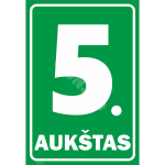M&auml;rk Korruse numeratsioon - 5. korrus V&auml;rvus Roheline M&auml;rgi alus Kleebis M&auml;rgi t&uuml;&uuml;p &uuml;hine m&auml;rk M&auml;rgi suurus 220 x 320 mm Viipeteksti keel Leedu