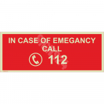 M&auml;rk H&auml;daabi telefonil 112 M&auml;rgi alus Alumiinium (neobond 2 mm) M&auml;rgi t&uuml;&uuml;p luminestsentsm&auml;rk M&auml;rgi suurus 115 x 300 mm Viipeteksti keel Inglise